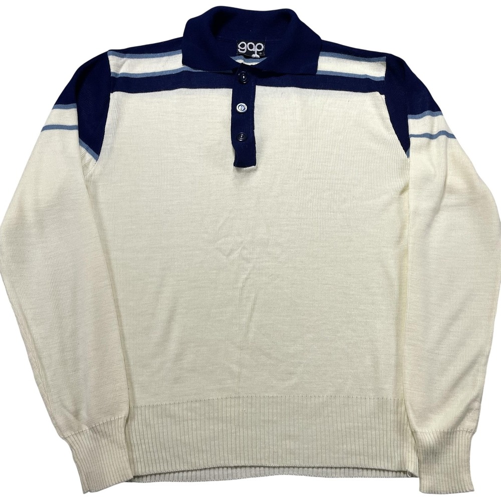 Vintage 70s Gap Sweater Mens Small Large V Neck Tennis Pullover Preppy 80s RARE